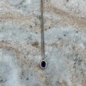 14K White Gold Amethyst & Pave Diamond Necklace – Never Worn